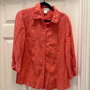 Coldwater Creek Vibrant Coral Button-Down Shirt